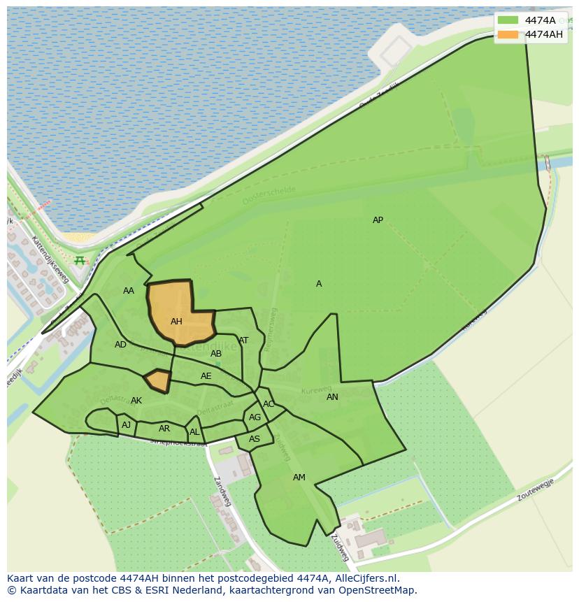 Afbeelding van het postcodegebied 4474 AH op de kaart.