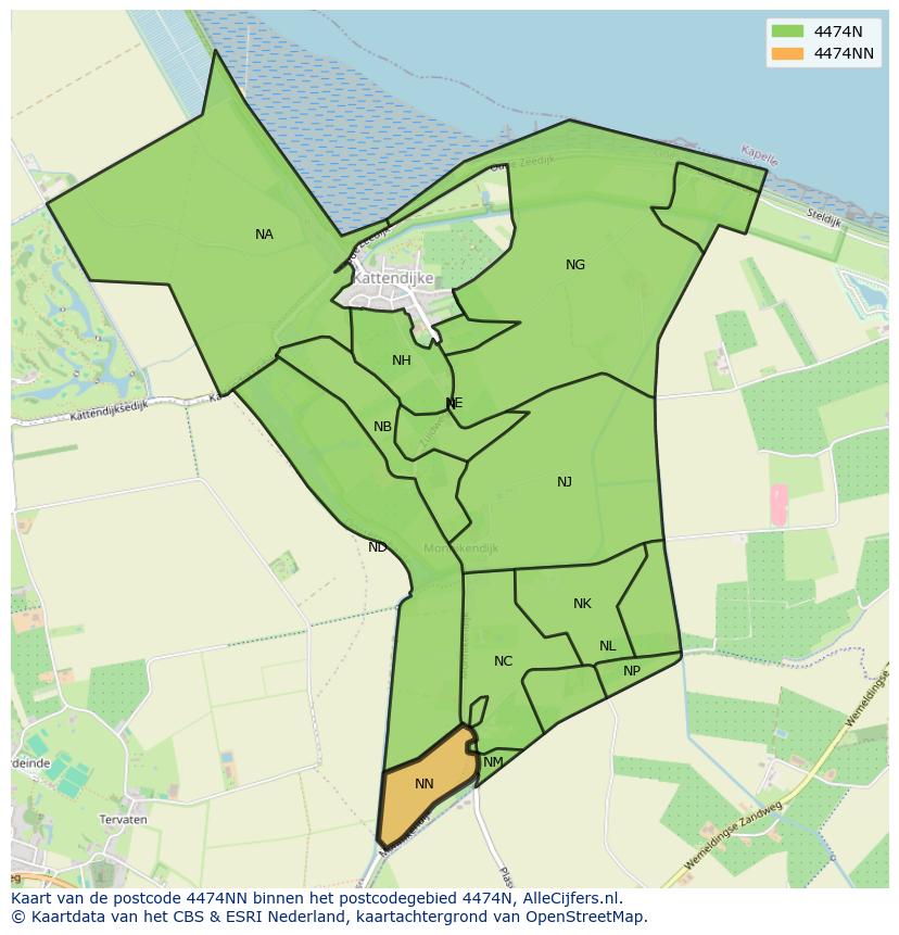 Afbeelding van het postcodegebied 4474 NN op de kaart.