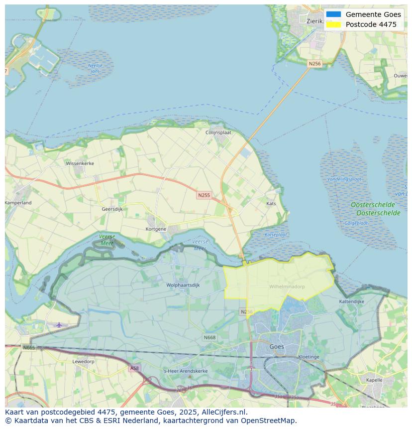 Afbeelding van het postcodegebied 4475 op de kaart.