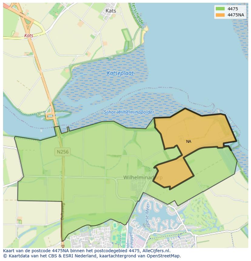 Afbeelding van het postcodegebied 4475 NA op de kaart.