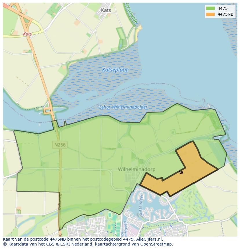 Afbeelding van het postcodegebied 4475 NB op de kaart.