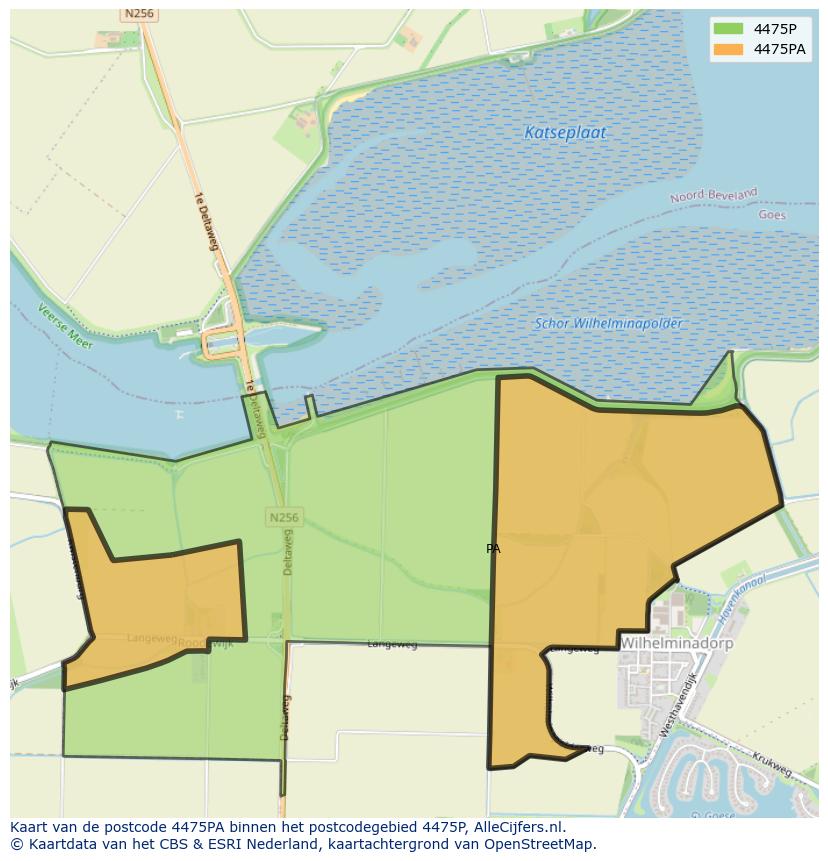 Afbeelding van het postcodegebied 4475 PA op de kaart.