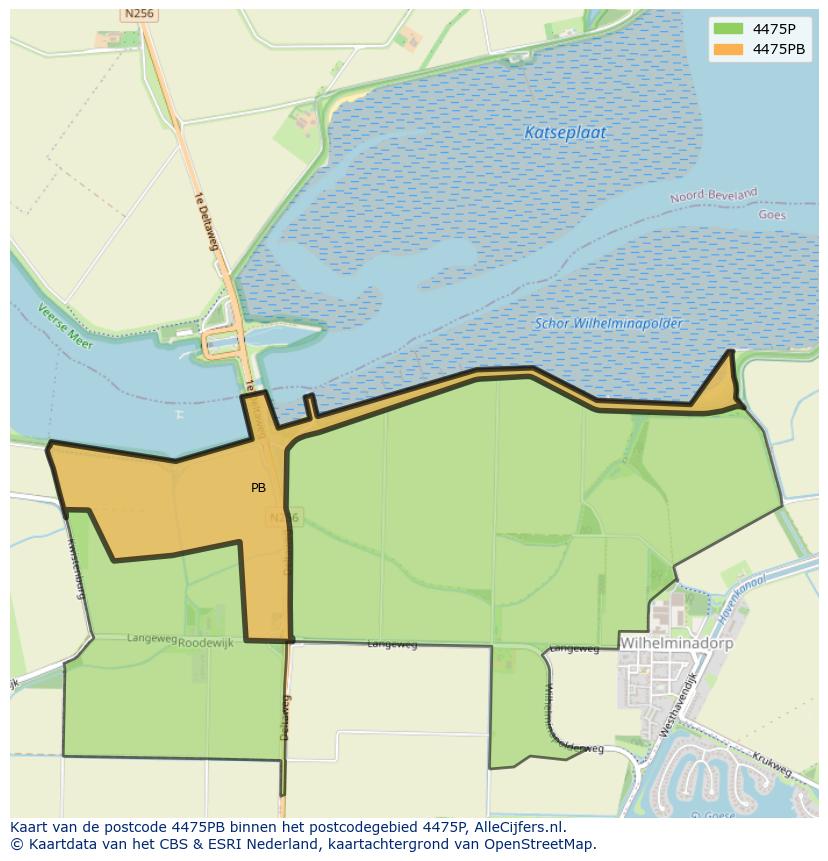 Afbeelding van het postcodegebied 4475 PB op de kaart.