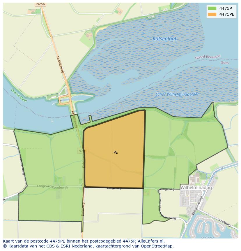 Afbeelding van het postcodegebied 4475 PE op de kaart.