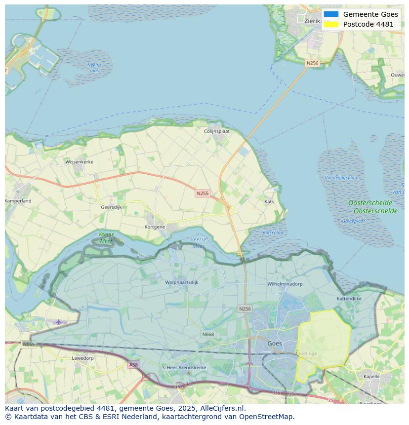 Afbeelding van het postcodegebied 4481 op de kaart.