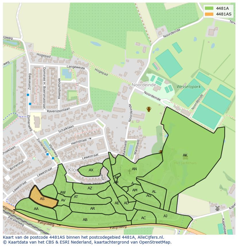 Afbeelding van het postcodegebied 4481 AS op de kaart.