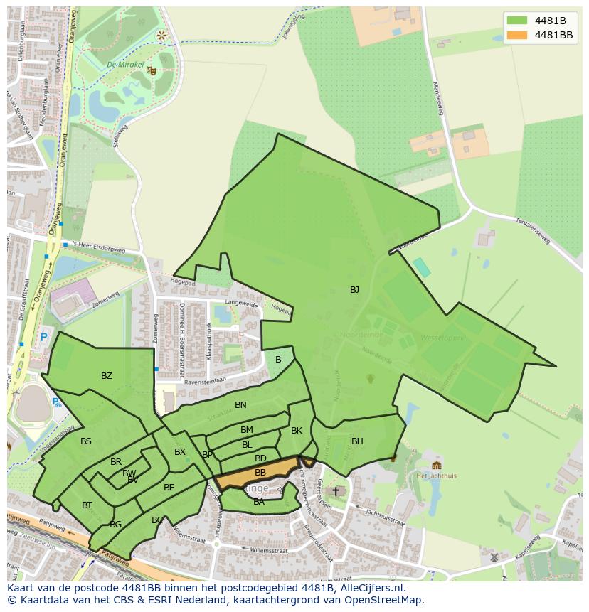 Afbeelding van het postcodegebied 4481 BB op de kaart.