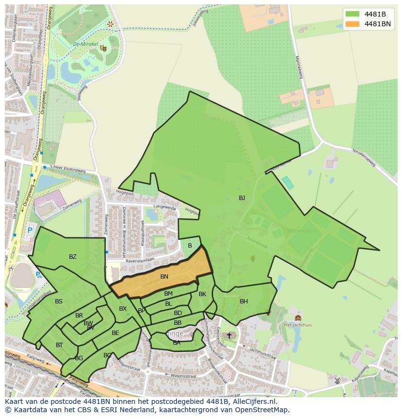 Afbeelding van het postcodegebied 4481 BN op de kaart.