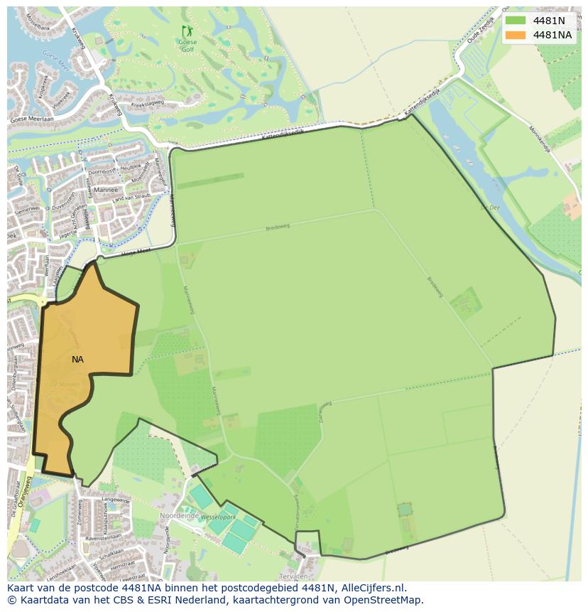 Afbeelding van het postcodegebied 4481 NA op de kaart.