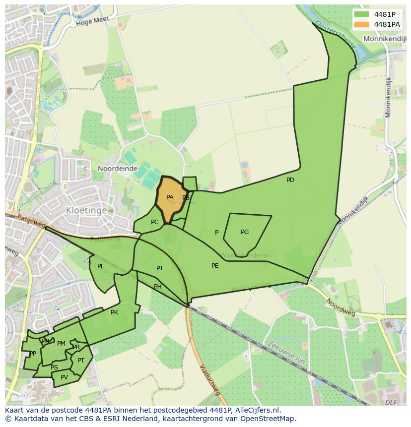 Afbeelding van het postcodegebied 4481 PA op de kaart.