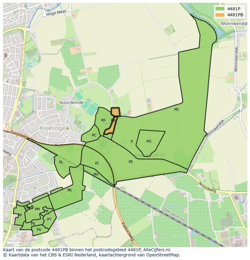 Afbeelding van het postcodegebied 4481 PB op de kaart.