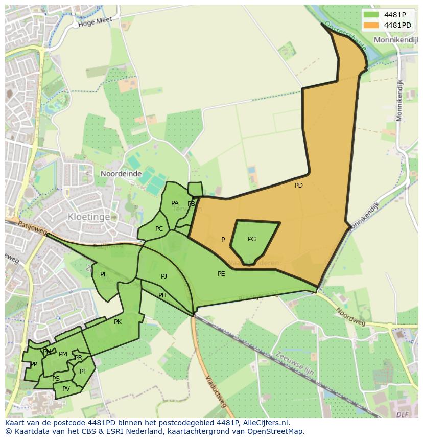 Afbeelding van het postcodegebied 4481 PD op de kaart.
