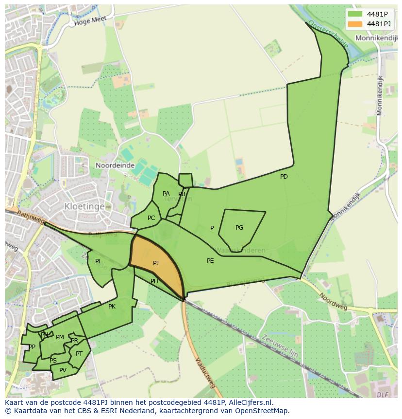 Afbeelding van het postcodegebied 4481 PJ op de kaart.