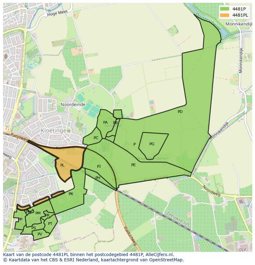 Afbeelding van het postcodegebied 4481 PL op de kaart.