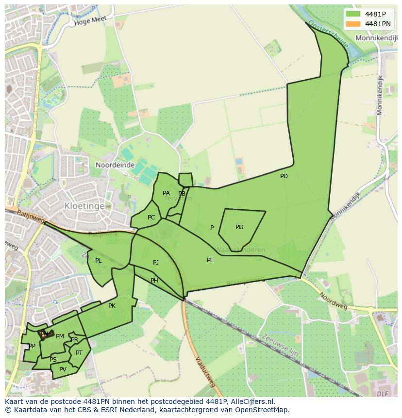 Afbeelding van het postcodegebied 4481 PN op de kaart.