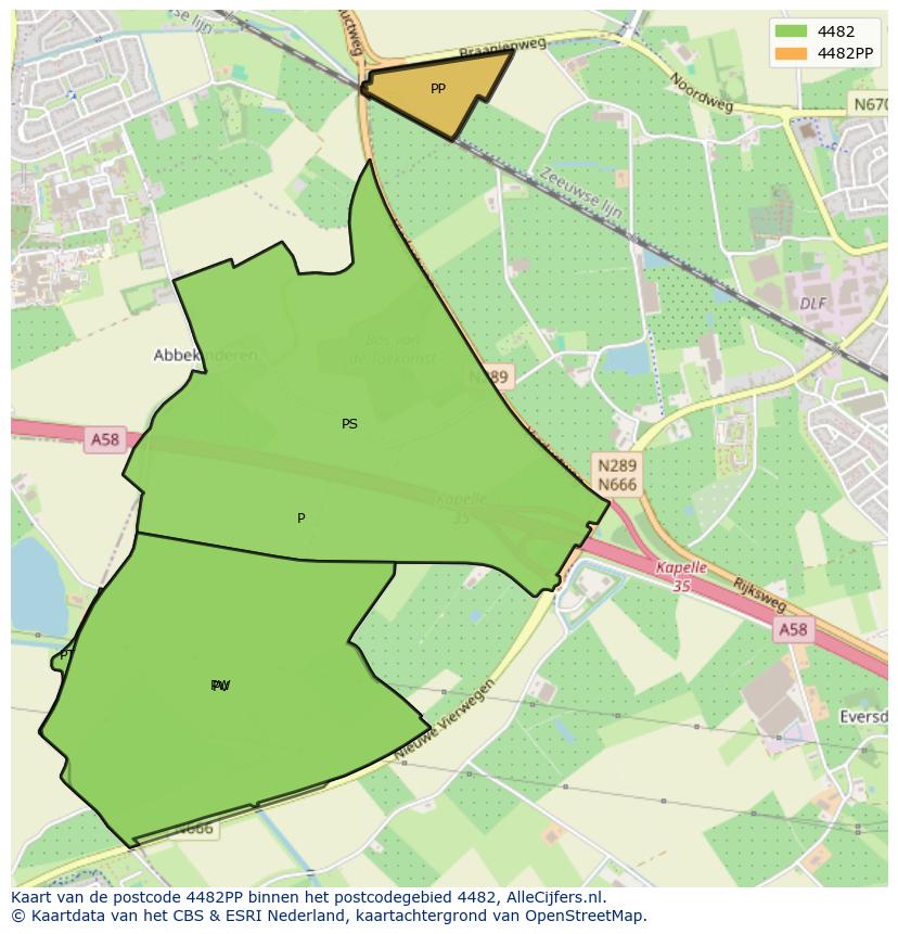 Afbeelding van het postcodegebied 4482 PP op de kaart.