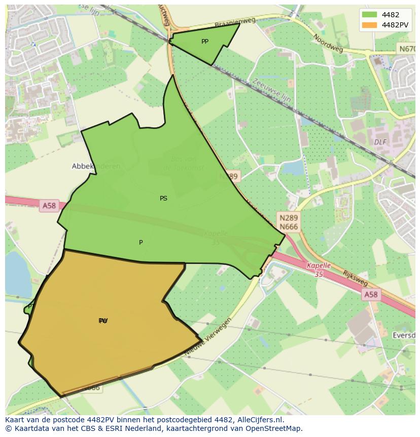 Afbeelding van het postcodegebied 4482 PV op de kaart.