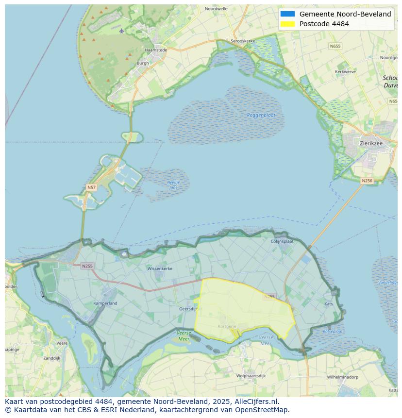 Afbeelding van het postcodegebied 4484 op de kaart.
