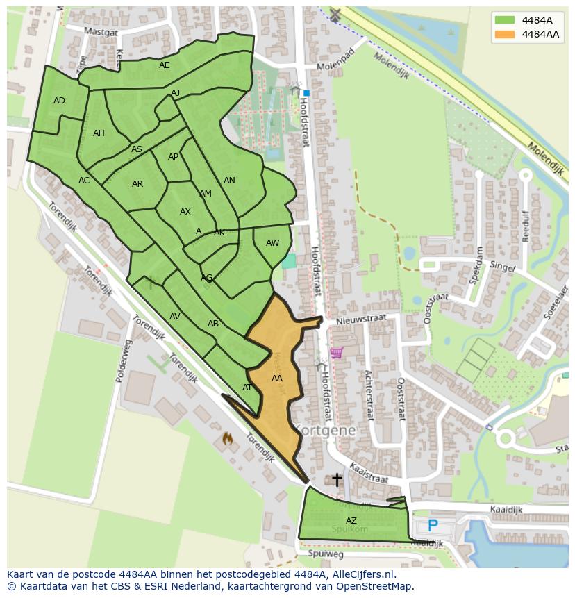 Afbeelding van het postcodegebied 4484 AA op de kaart.