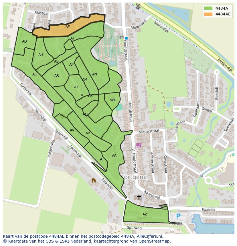 Afbeelding van het postcodegebied 4484 AE op de kaart.