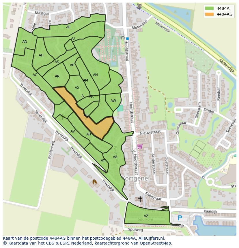 Afbeelding van het postcodegebied 4484 AG op de kaart.