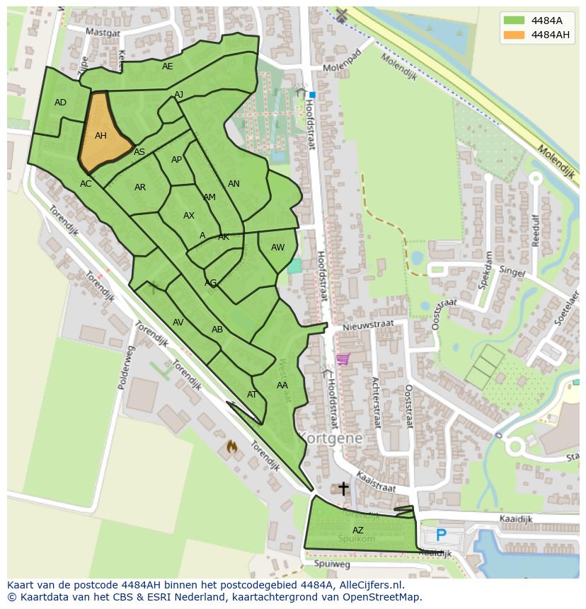 Afbeelding van het postcodegebied 4484 AH op de kaart.