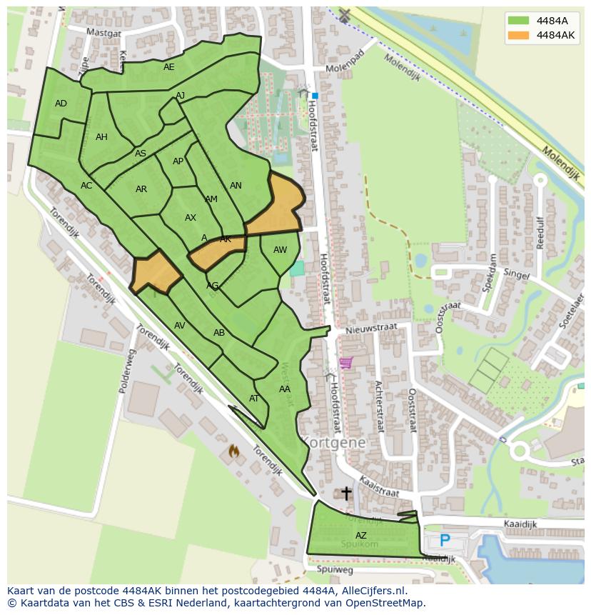 Afbeelding van het postcodegebied 4484 AK op de kaart.