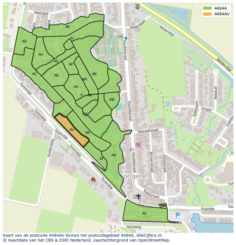 Afbeelding van het postcodegebied 4484 AV op de kaart.
