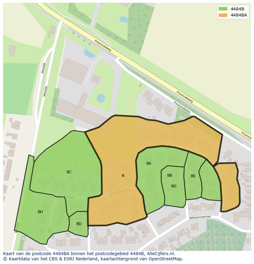 Afbeelding van het postcodegebied 4484 BA op de kaart.