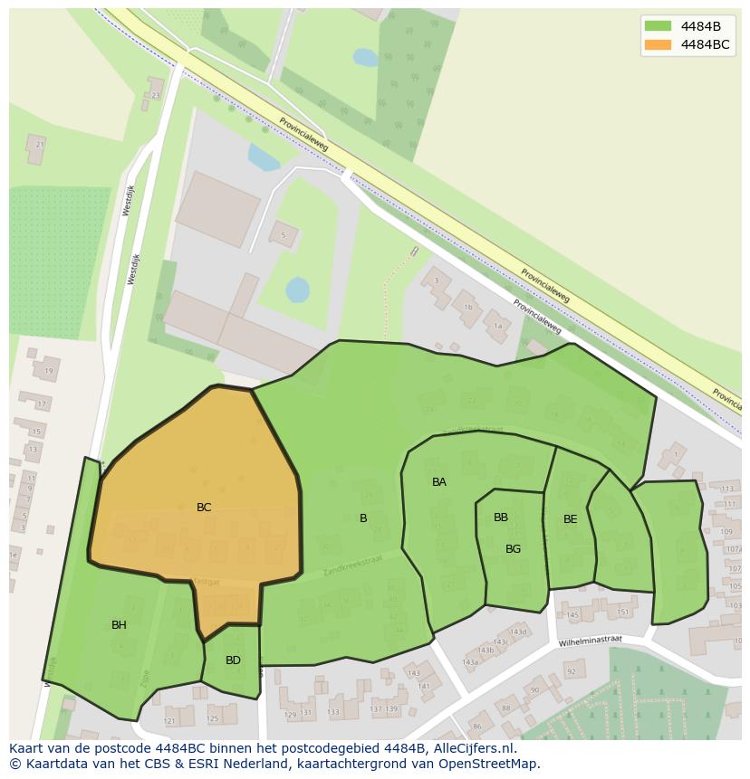 Afbeelding van het postcodegebied 4484 BC op de kaart.