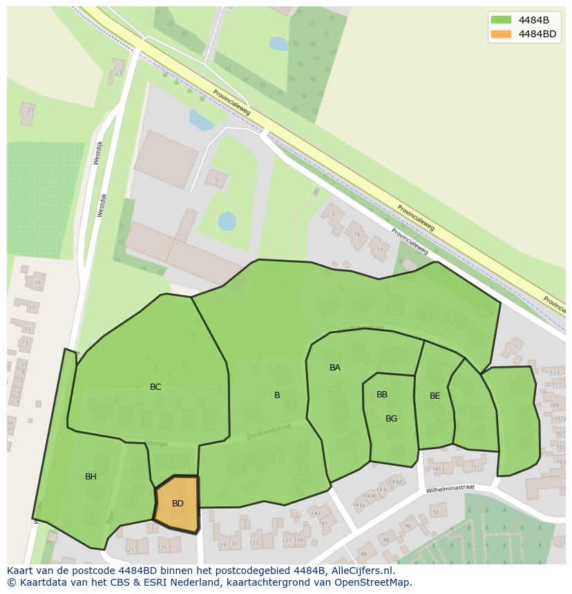 Afbeelding van het postcodegebied 4484 BD op de kaart.