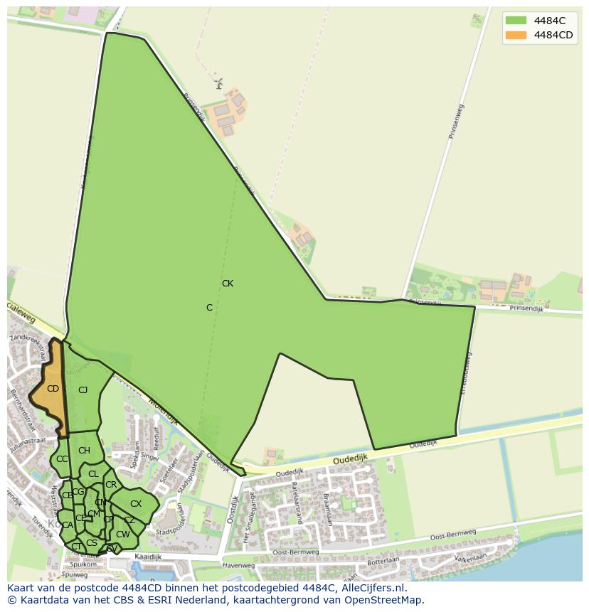 Afbeelding van het postcodegebied 4484 CD op de kaart.