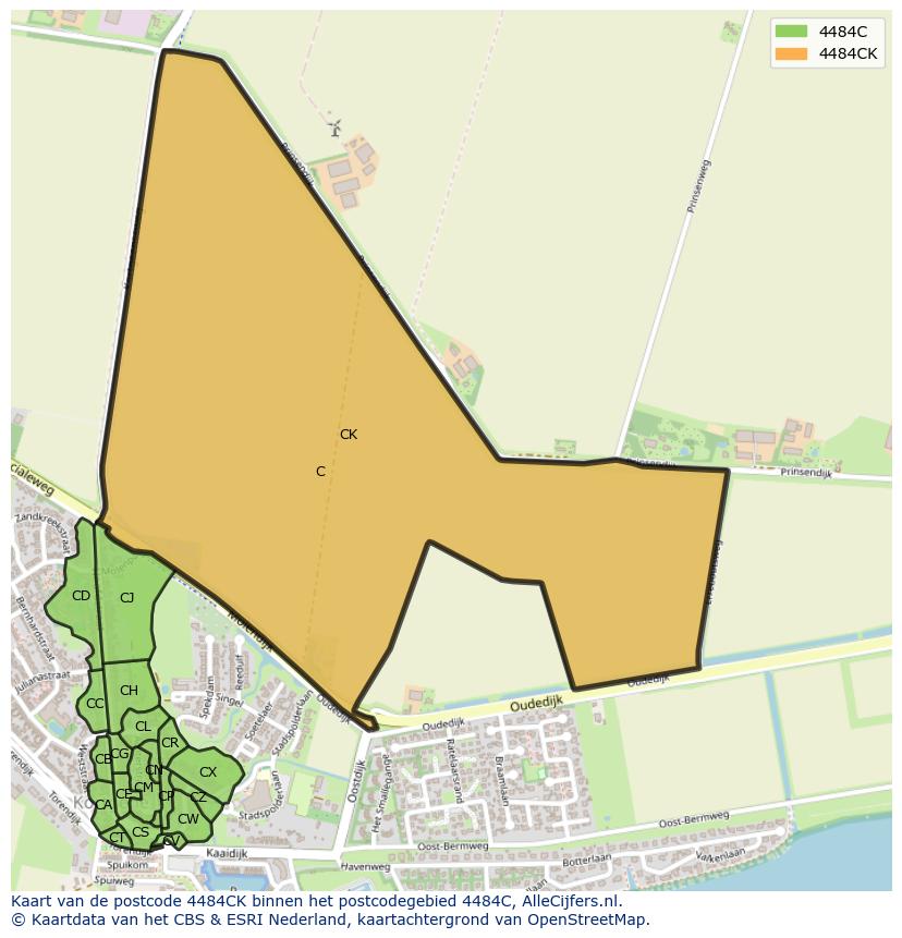 Afbeelding van het postcodegebied 4484 CK op de kaart.