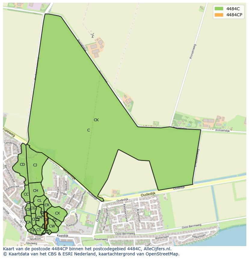 Afbeelding van het postcodegebied 4484 CP op de kaart.