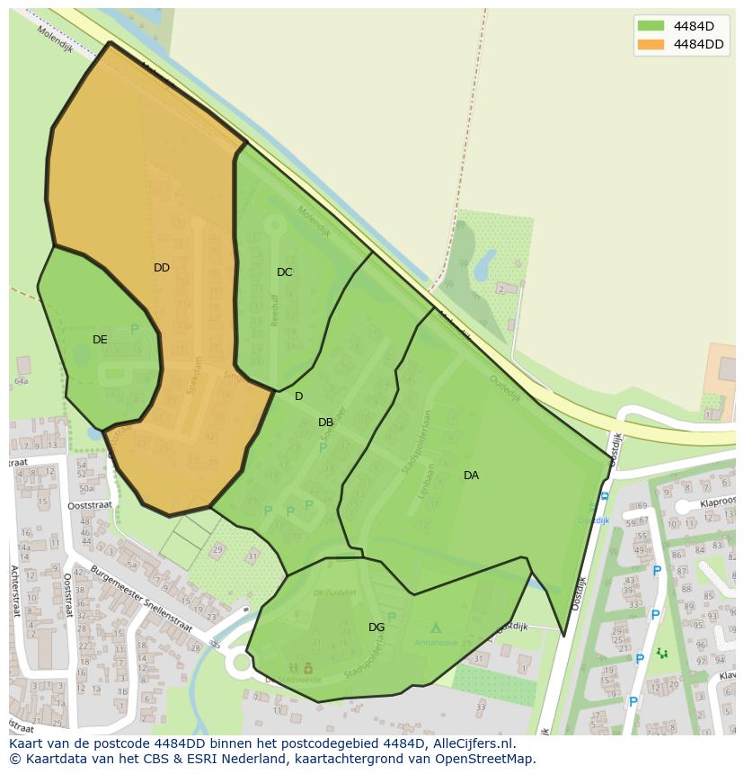 Afbeelding van het postcodegebied 4484 DD op de kaart.
