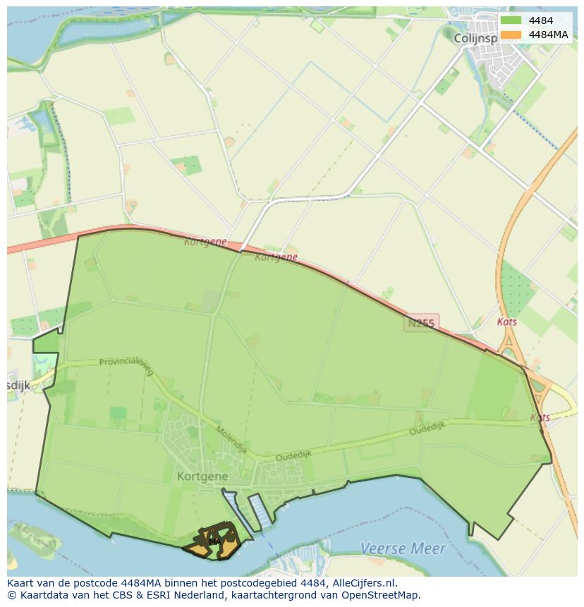 Afbeelding van het postcodegebied 4484 MA op de kaart.