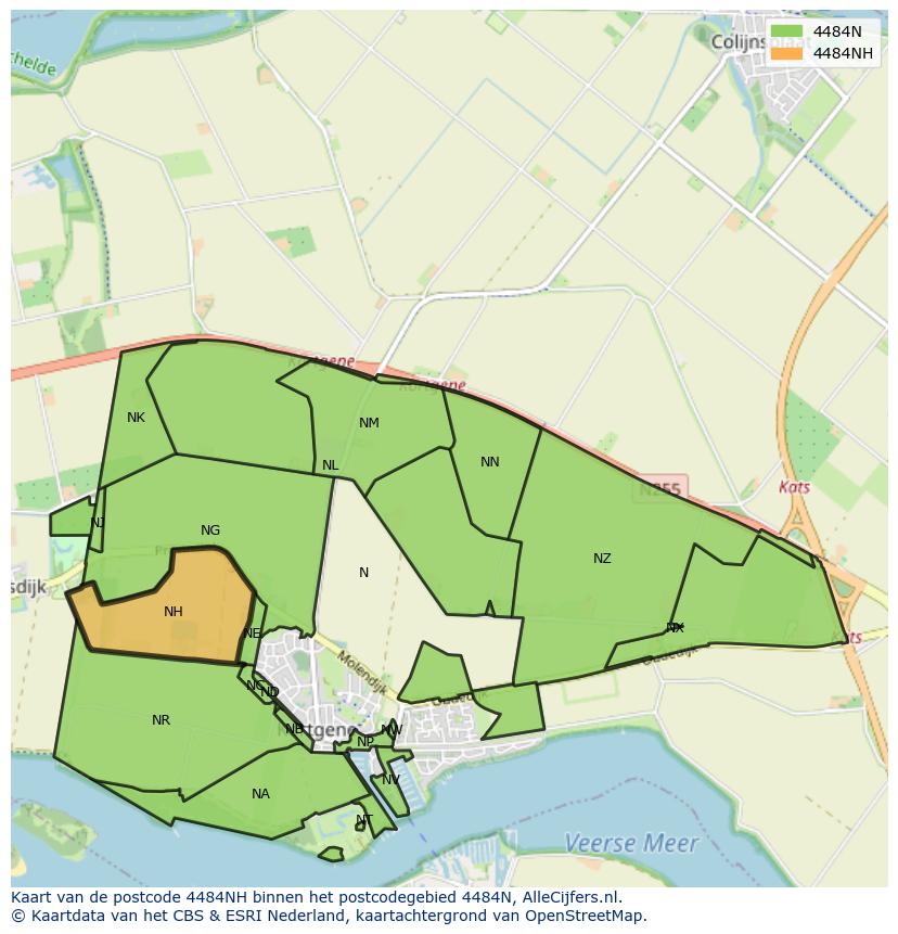 Afbeelding van het postcodegebied 4484 NH op de kaart.
