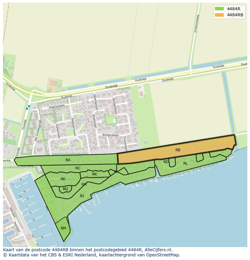 Afbeelding van het postcodegebied 4484 RB op de kaart.