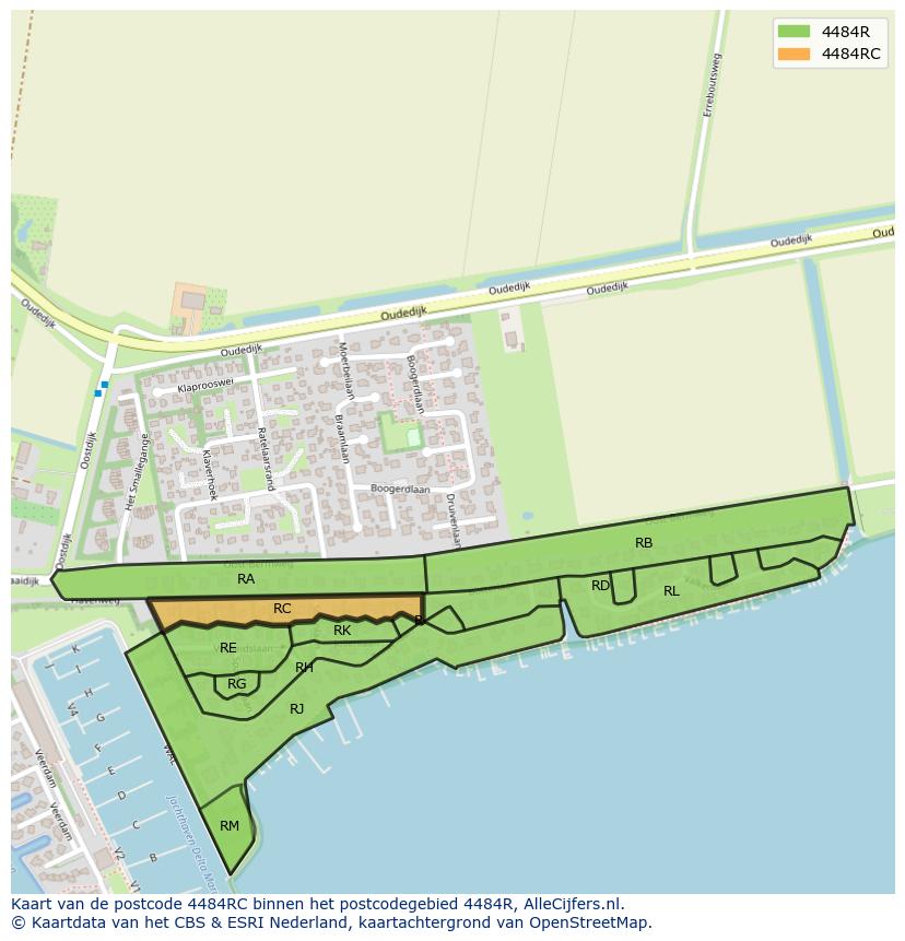Afbeelding van het postcodegebied 4484 RC op de kaart.