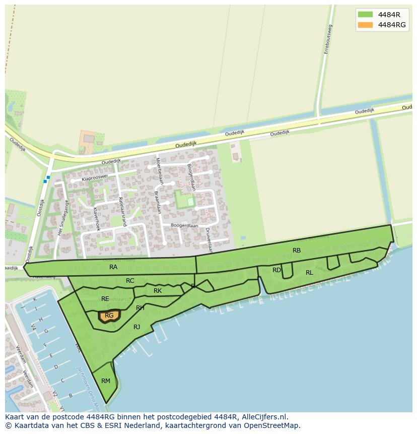 Afbeelding van het postcodegebied 4484 RG op de kaart.