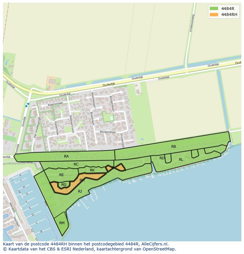 Afbeelding van het postcodegebied 4484 RH op de kaart.