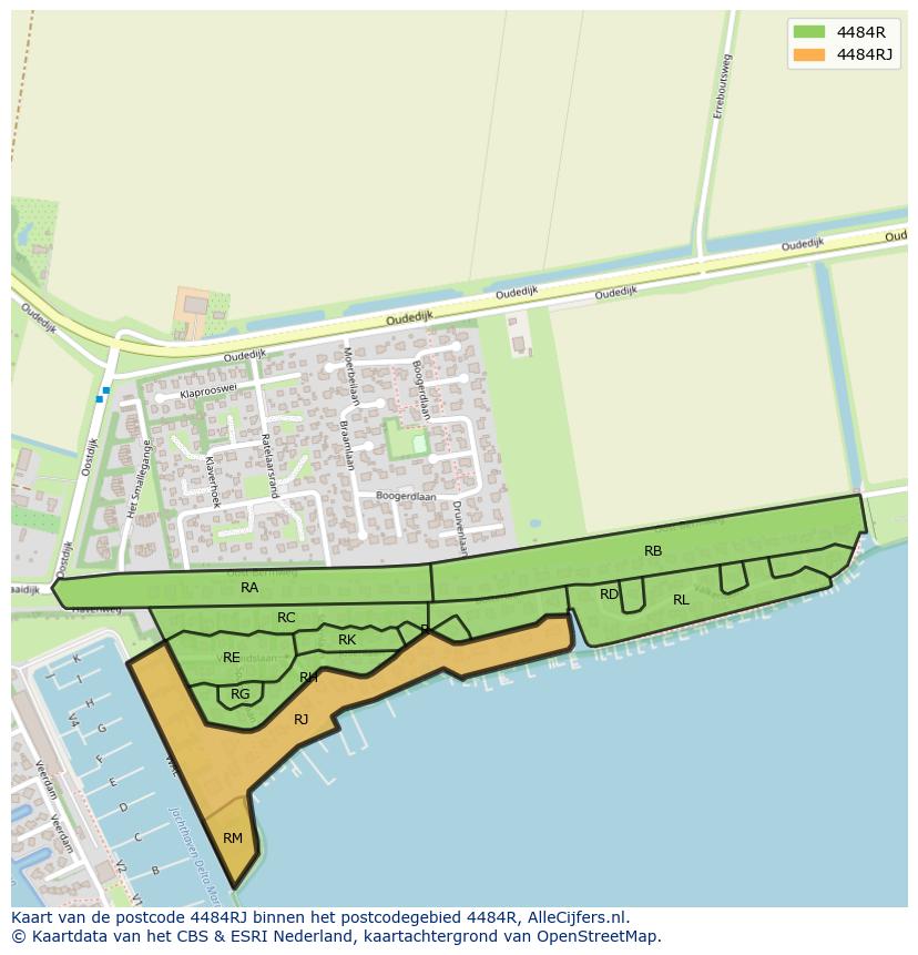 Afbeelding van het postcodegebied 4484 RJ op de kaart.