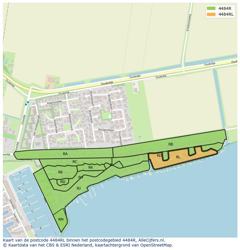 Afbeelding van het postcodegebied 4484 RL op de kaart.
