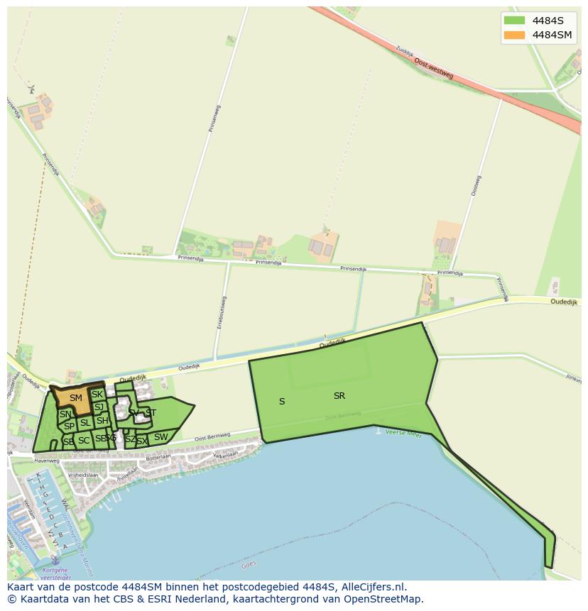 Afbeelding van het postcodegebied 4484 SM op de kaart.