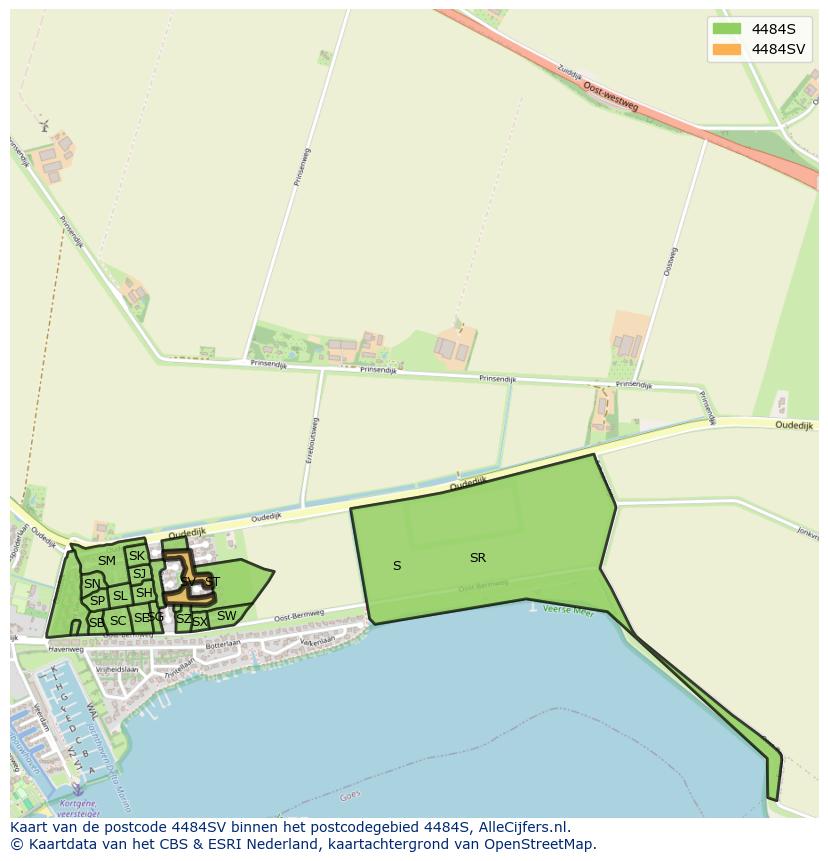 Afbeelding van het postcodegebied 4484 SV op de kaart.