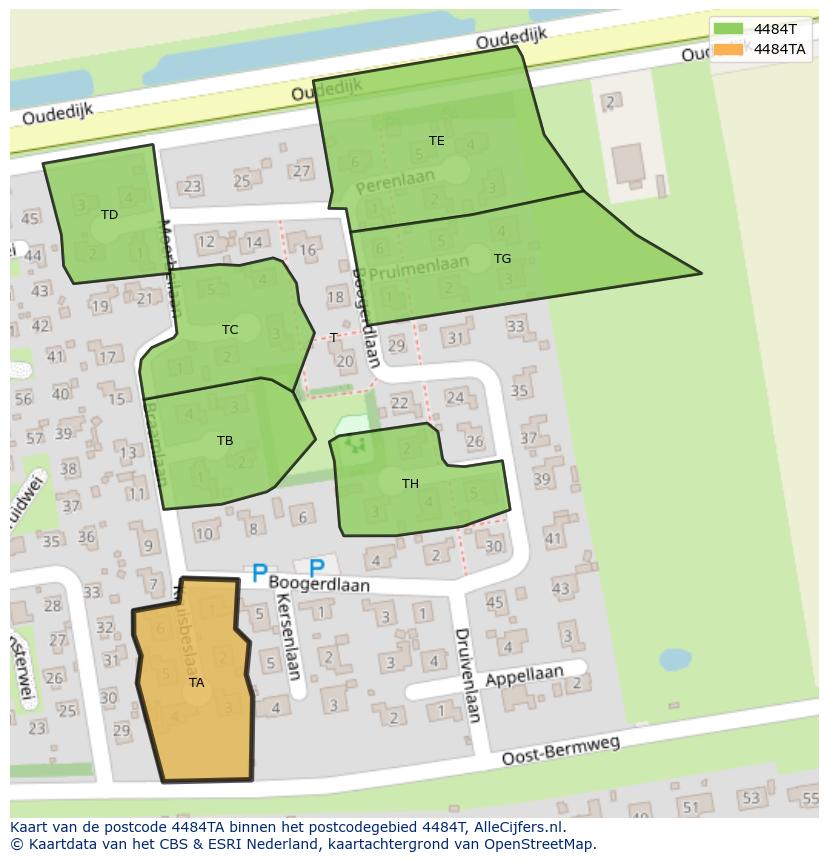 Afbeelding van het postcodegebied 4484 TA op de kaart.