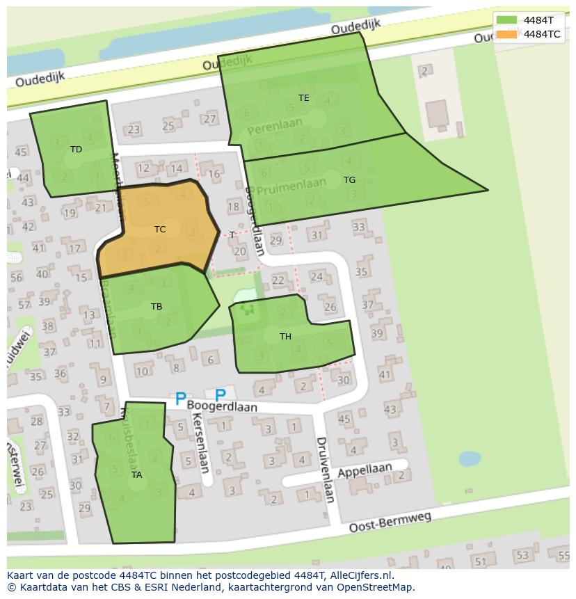 Afbeelding van het postcodegebied 4484 TC op de kaart.