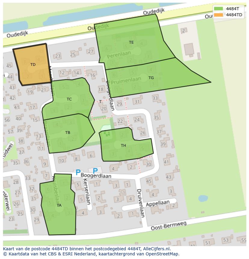 Afbeelding van het postcodegebied 4484 TD op de kaart.