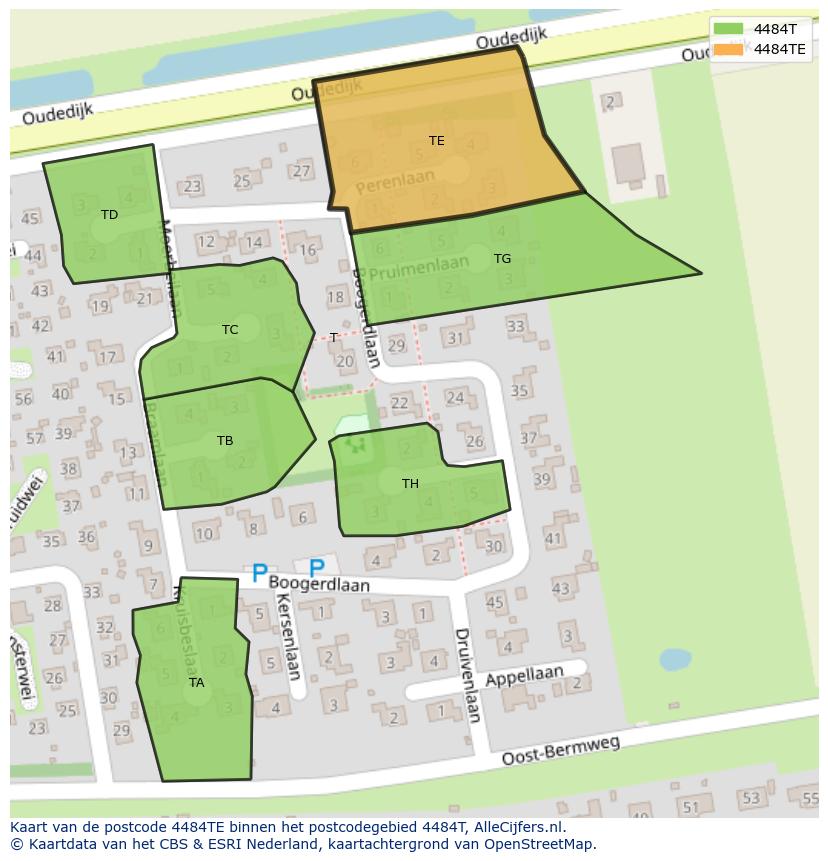 Afbeelding van het postcodegebied 4484 TE op de kaart.