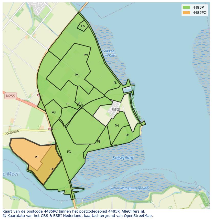 Afbeelding van het postcodegebied 4485 PC op de kaart.